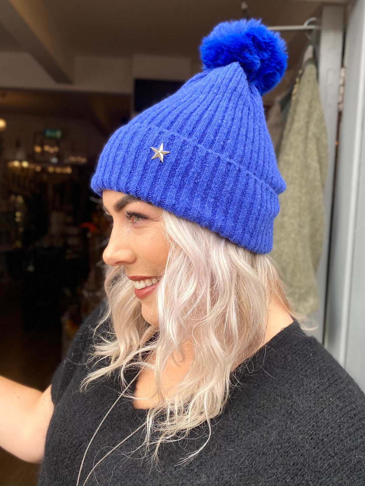 Pom Pom Hat Cobalt Blue Lovely Libby s