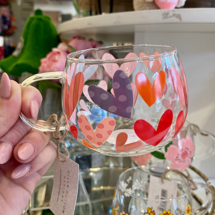 Big Hearts Glass Mug by Belly Button