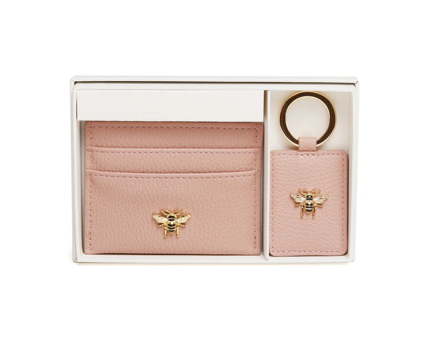 Pink - Bow Card Holder & Key Ring Gift Set