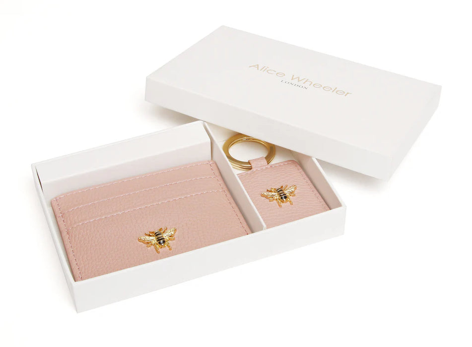 Pink - Bow Card Holder & Key Ring Gift Set