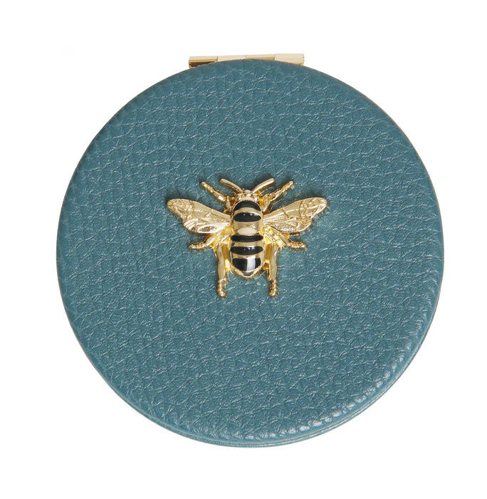 Teal Round Compact Mirror by Alice Wheeler