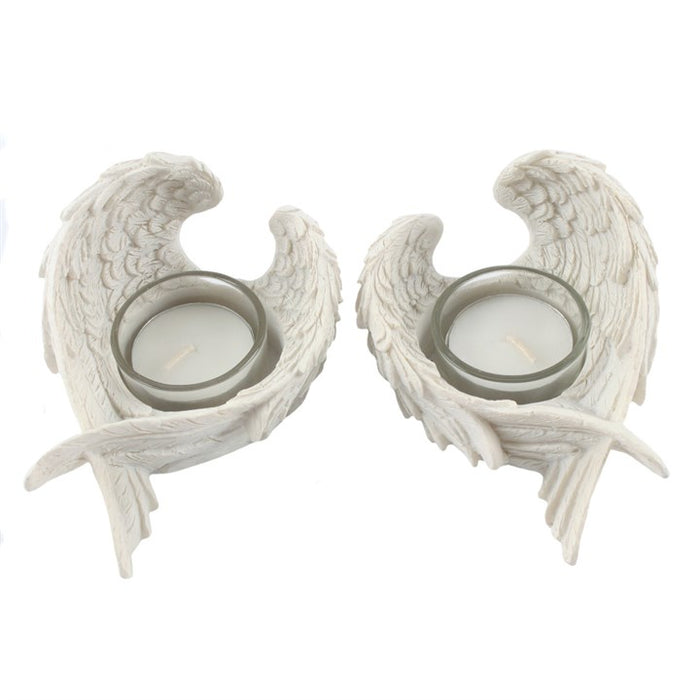 Box Of 2 Winged Candle Holders Angel Wings