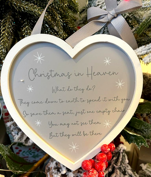 Hanging Christmas Heart Memorial Sentiment